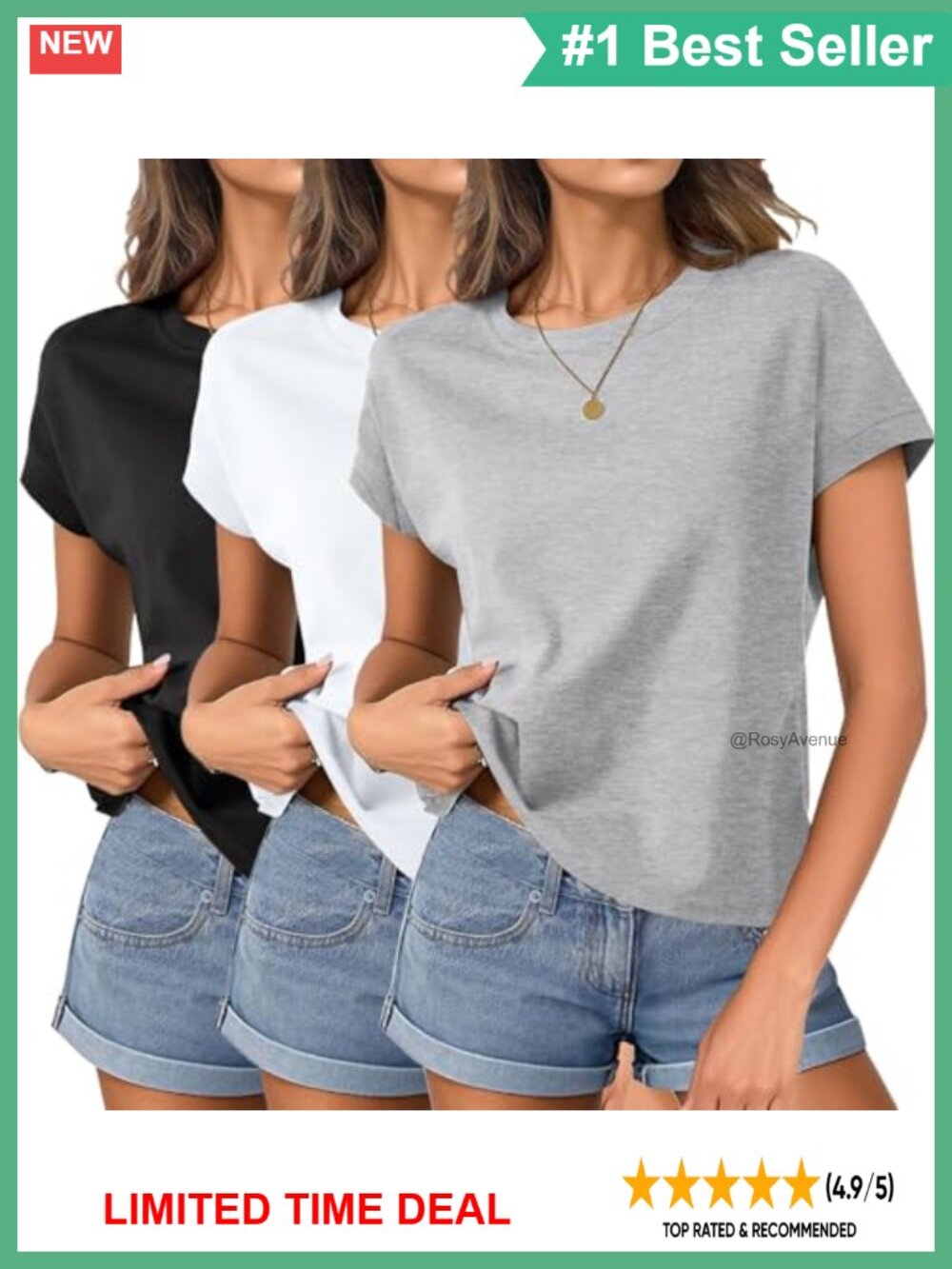 Women's Boxy Crop Tee Cap Sleeve Cotton Spandex Crew Neck T-Shirt